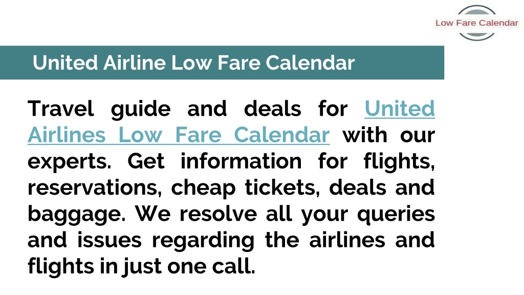 United Airlines Low Fare Calendar 