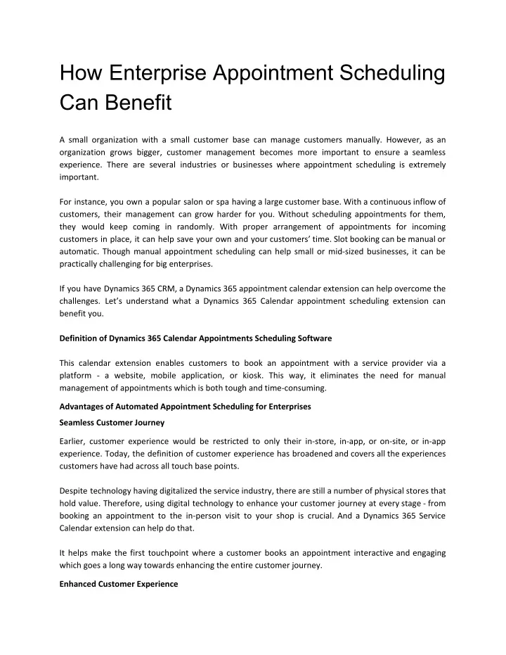 how enterprise appointment scheduling can benefit n.
