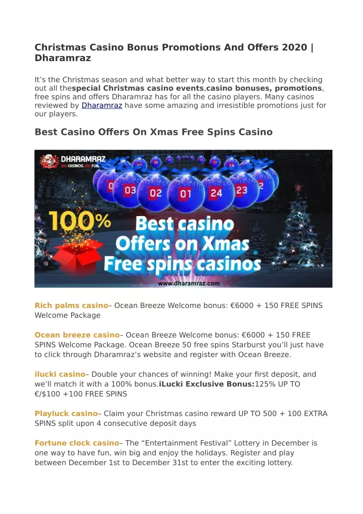 christmas casino bonus promotions and offers 2020 n.