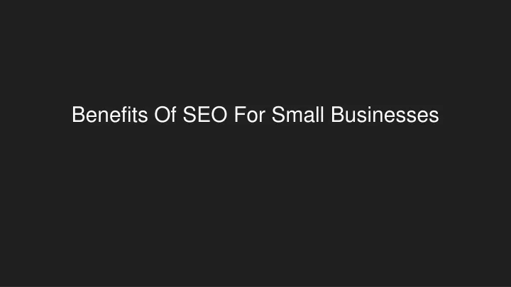 benefits of seo for small businesses n.
