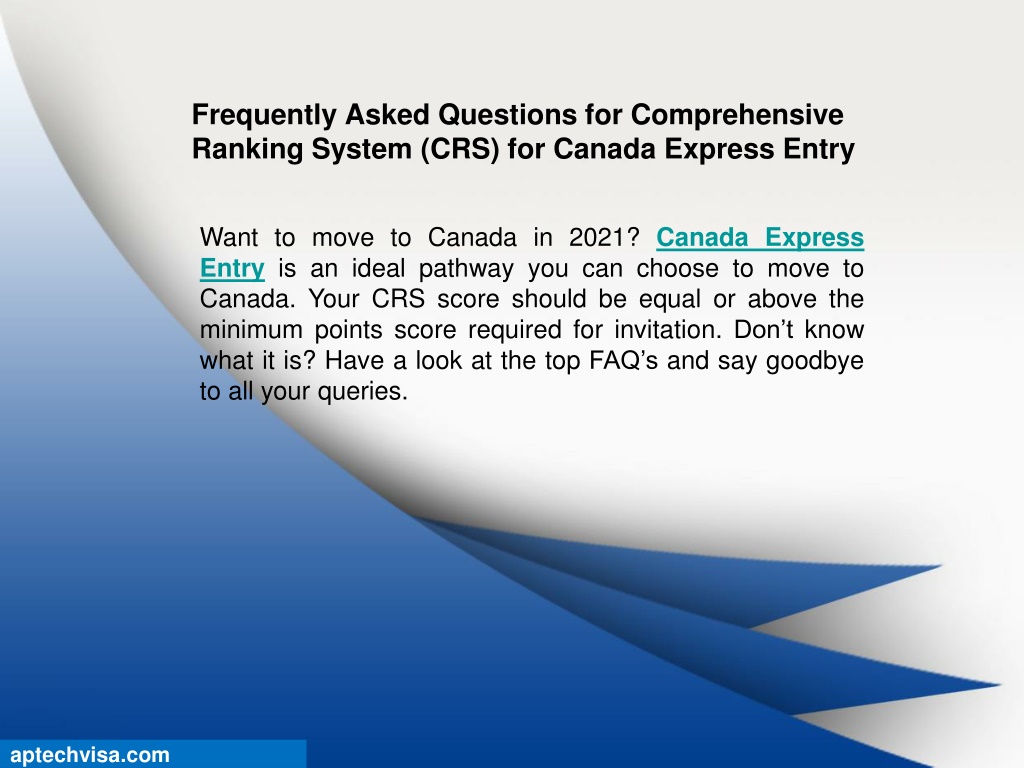 PPT - Frequently Asked Questions For Comprehensive Ranking System (CRS ...