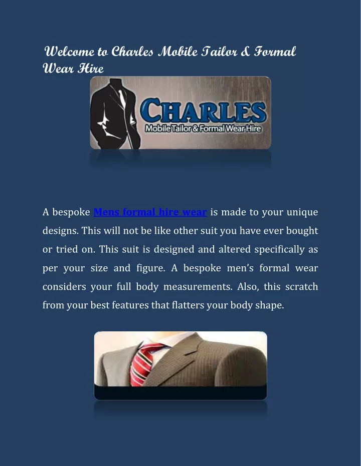 welcome to charles mobile tailor formal wear hire n.