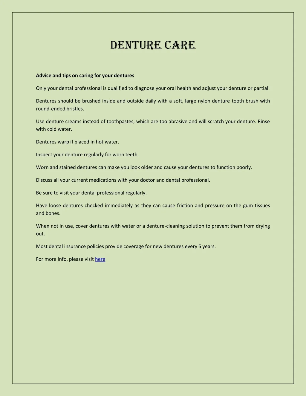 PPT - Denture Care | VI Dental Center PowerPoint Presentation, free ...