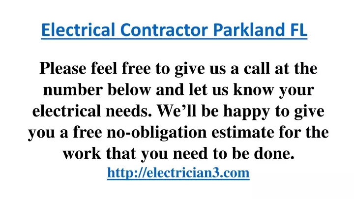electrical contractor parkland fl n.