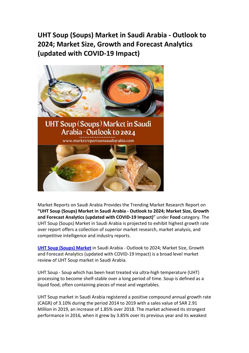 PPT UHT Soup (Soups) Market in Saudi Arabia Outlook to 2024