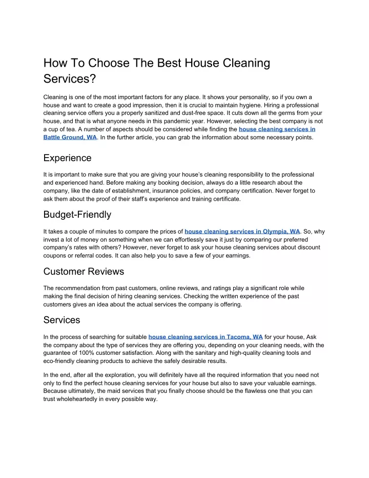 how to choose the best house cleaning services n.