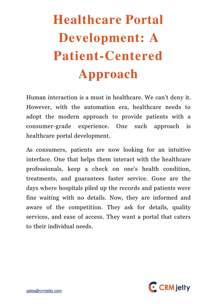 healthcare portal development a patient centered approach n.