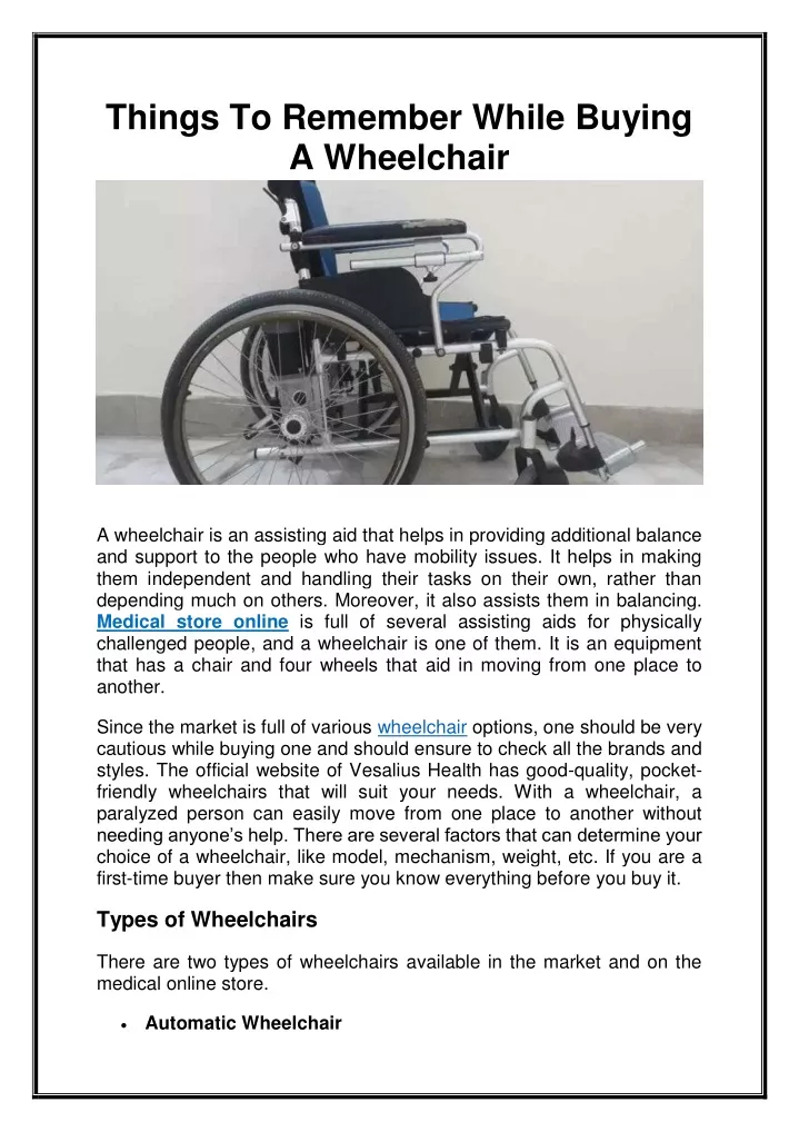 things to remember while buying a wheelchair n.