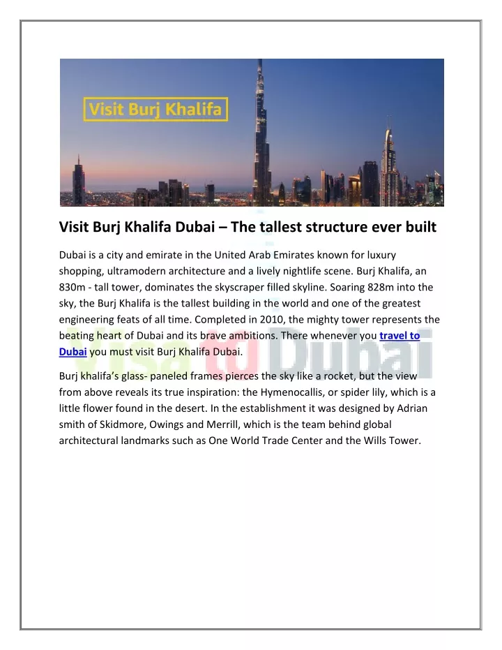 visit burj khalifa dubai the tallest structure n.