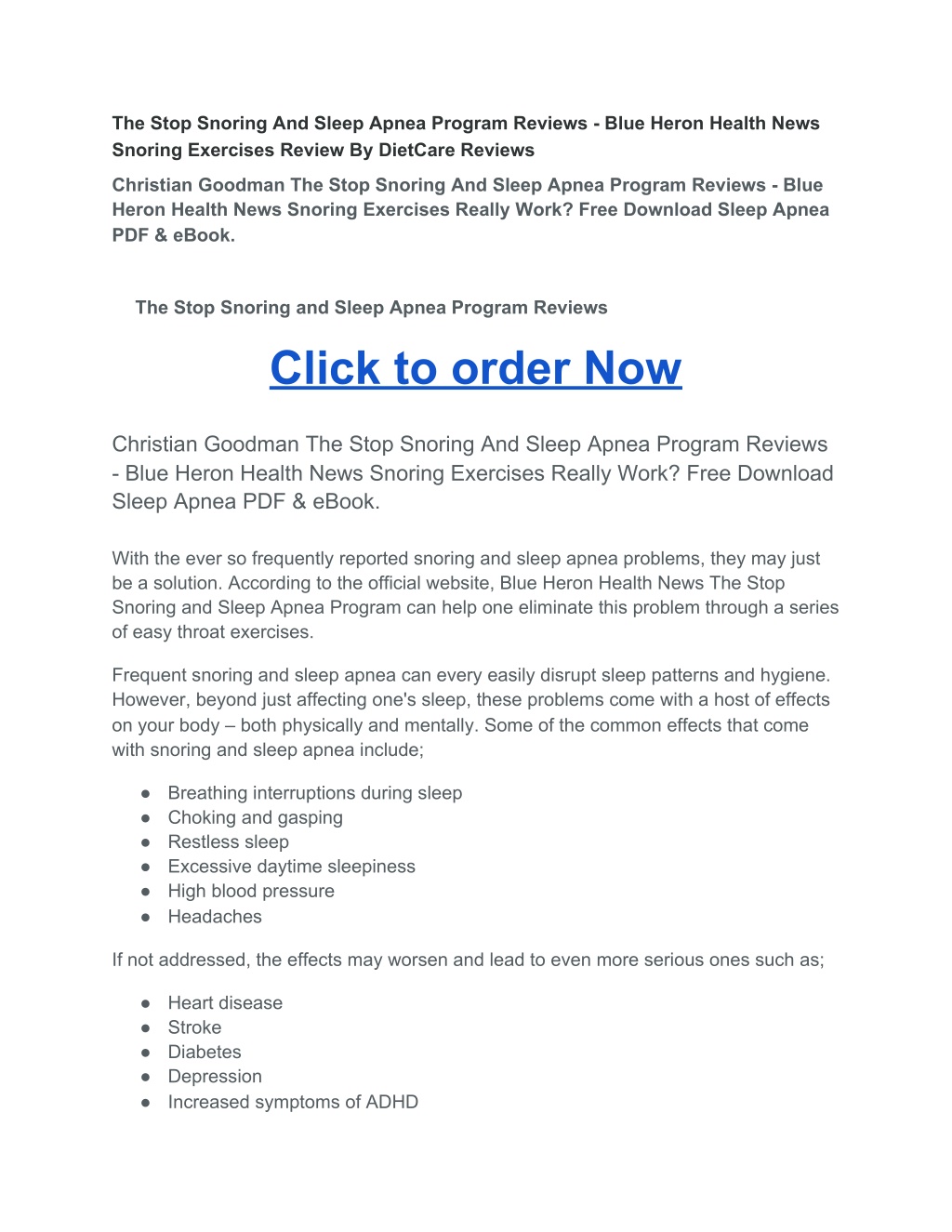 PPT The Stop Snoring And Sleep Apnea Program PowerPoint Presentation