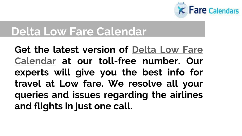 PPT Delta Low Fare Calendar PowerPoint Presentation, free download