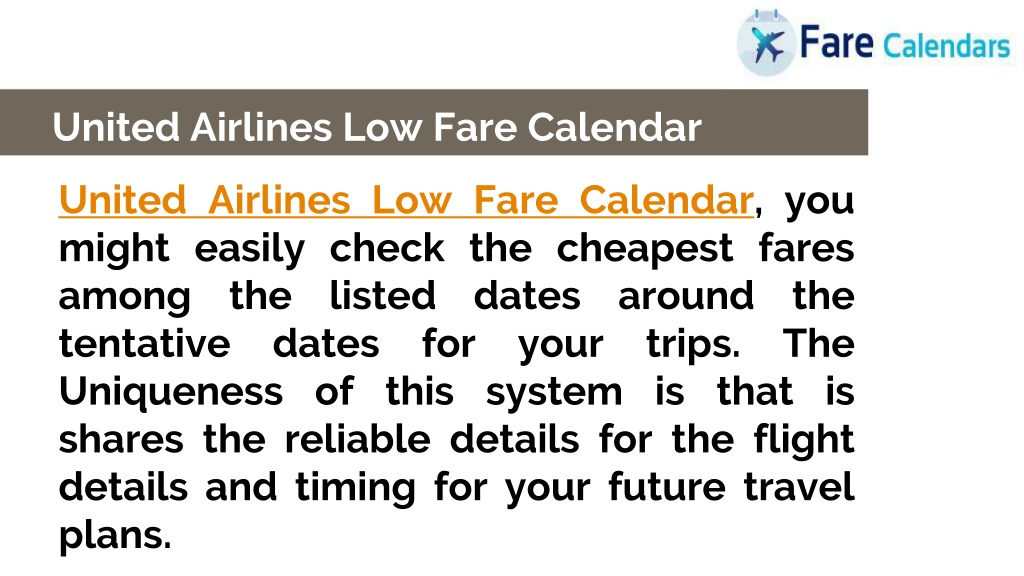 PPT United Airlines Low Fare Calendar PowerPoint Presentation, free