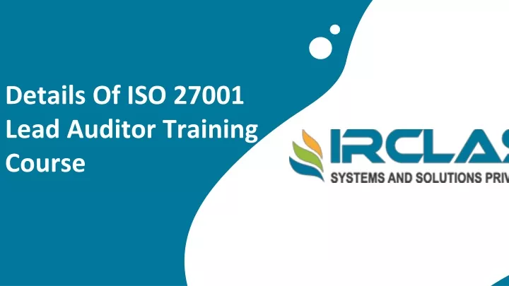 details of iso 27001 lead auditor training course n.
