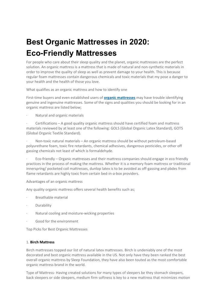 best organic mattresses in 2020 eco friendly n.