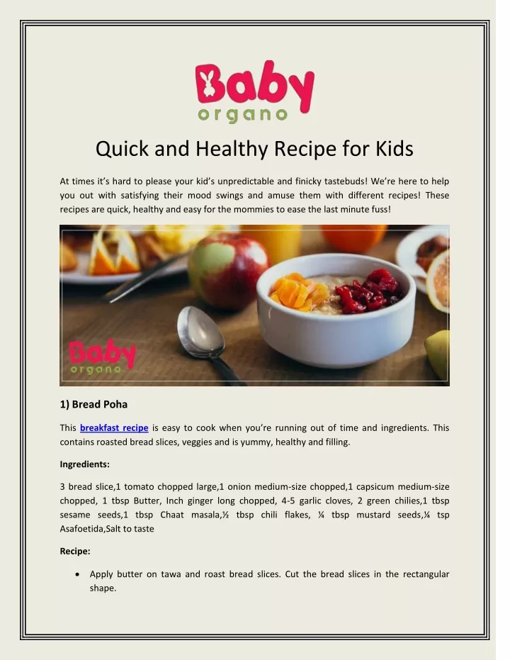 quick and healthy recipe for kids n.