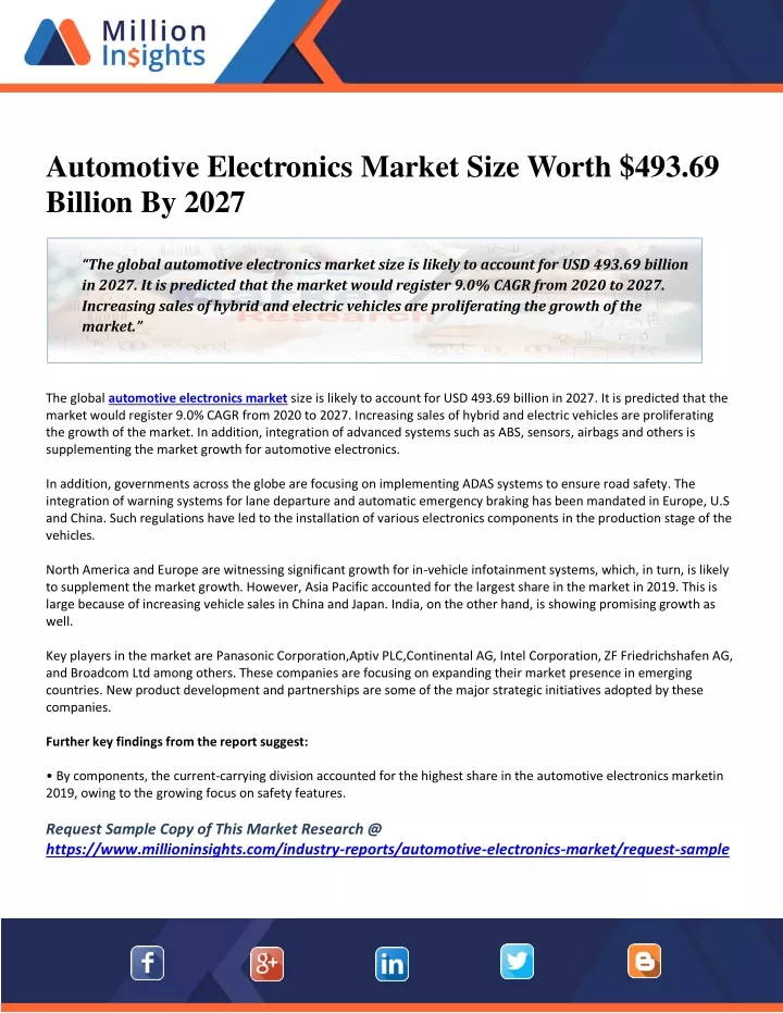 automotive electronics market size worth n.