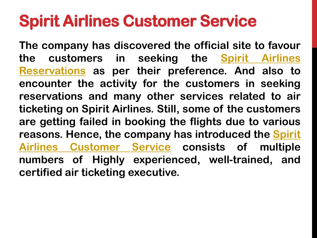 PPT Spirit Airlines Customer Service PowerPoint Presentation, free