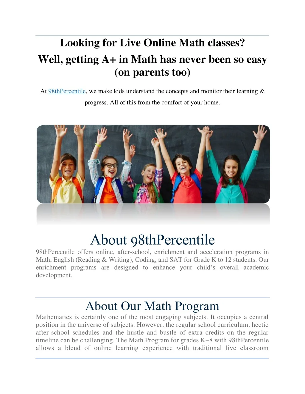 PPT - Online Math Classes For Kids - 98thPercentile PowerPoint ...
