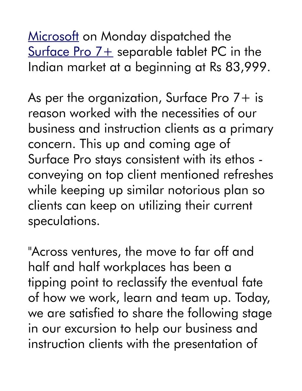 PPT - Microsoft on Monday Launched Surface Pro 7 in India Starting at ...