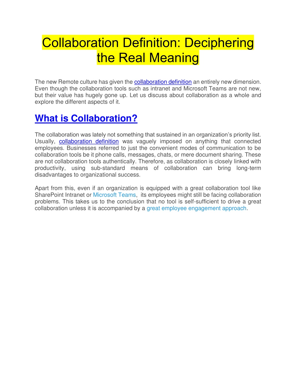 PPT - Collaboration Definition : Deciphering the Real Meaning ...