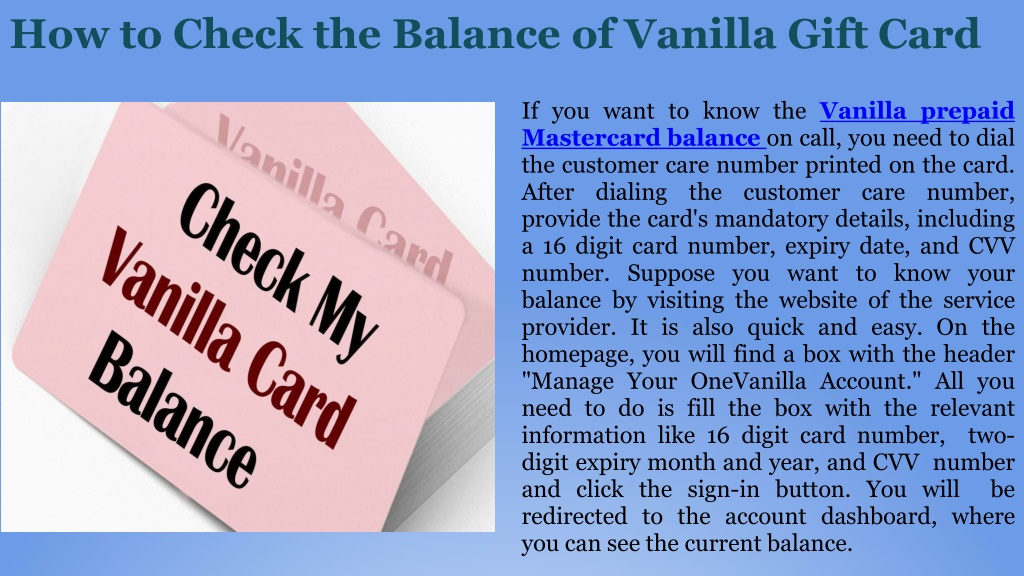 PPT Vanilla Gift Check Balance Check Vanilla Visa Gift Card Balance