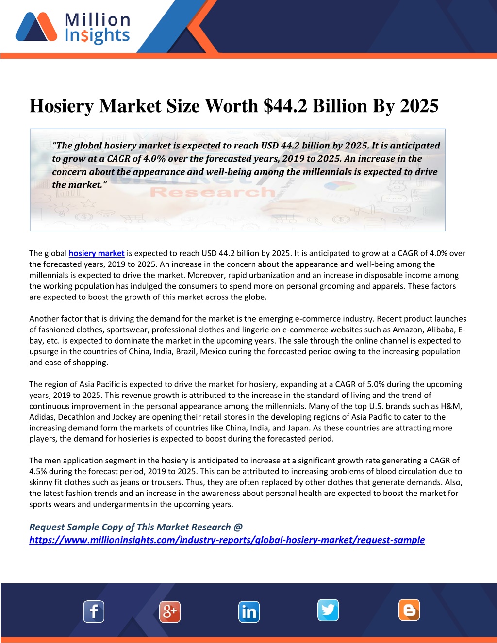 PPT Hosiery Market Size Worth 44.2 Billion By 2025 PowerPoint