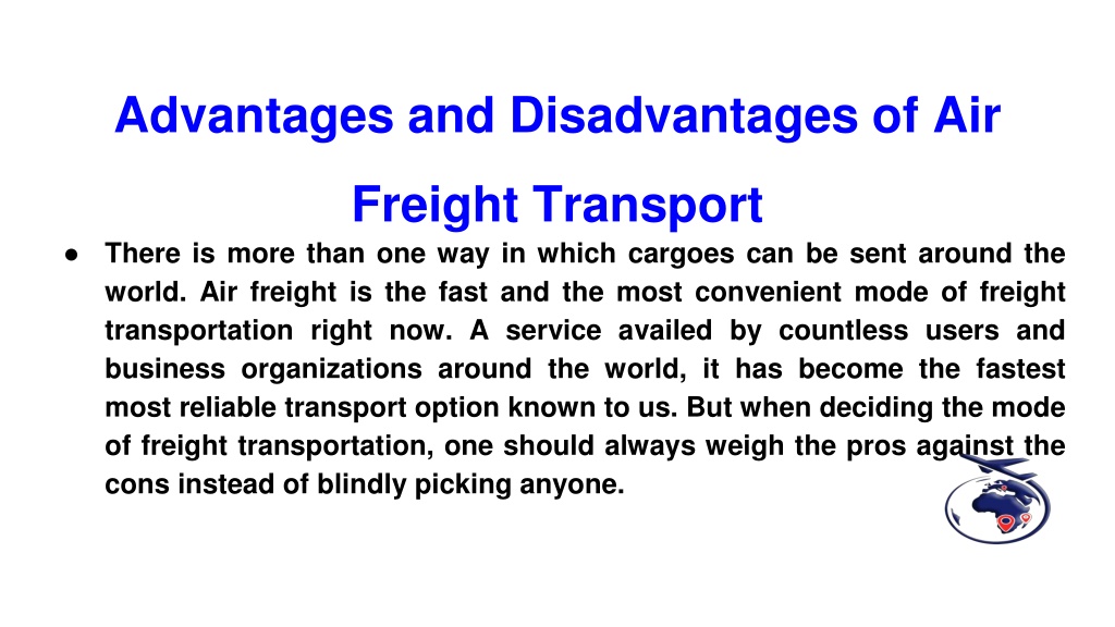 PPT - Advantages and Disadvantages of Air Freight Transport PowerPoint ...