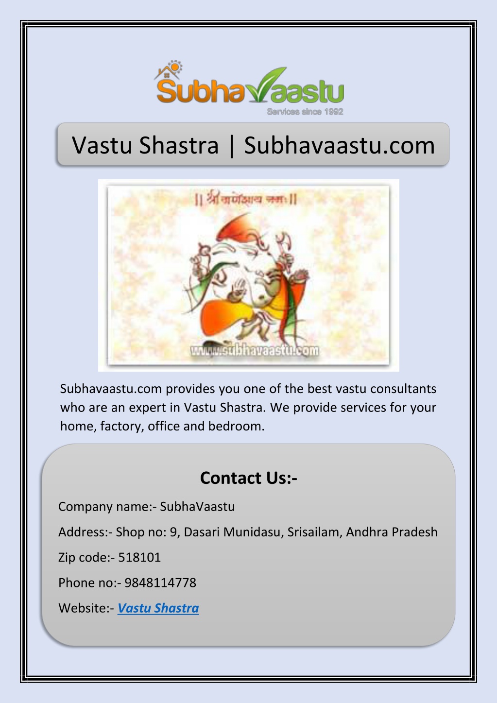 PPT - Vastu Shastra | Subhavaastu.com PowerPoint Presentation, Free ...