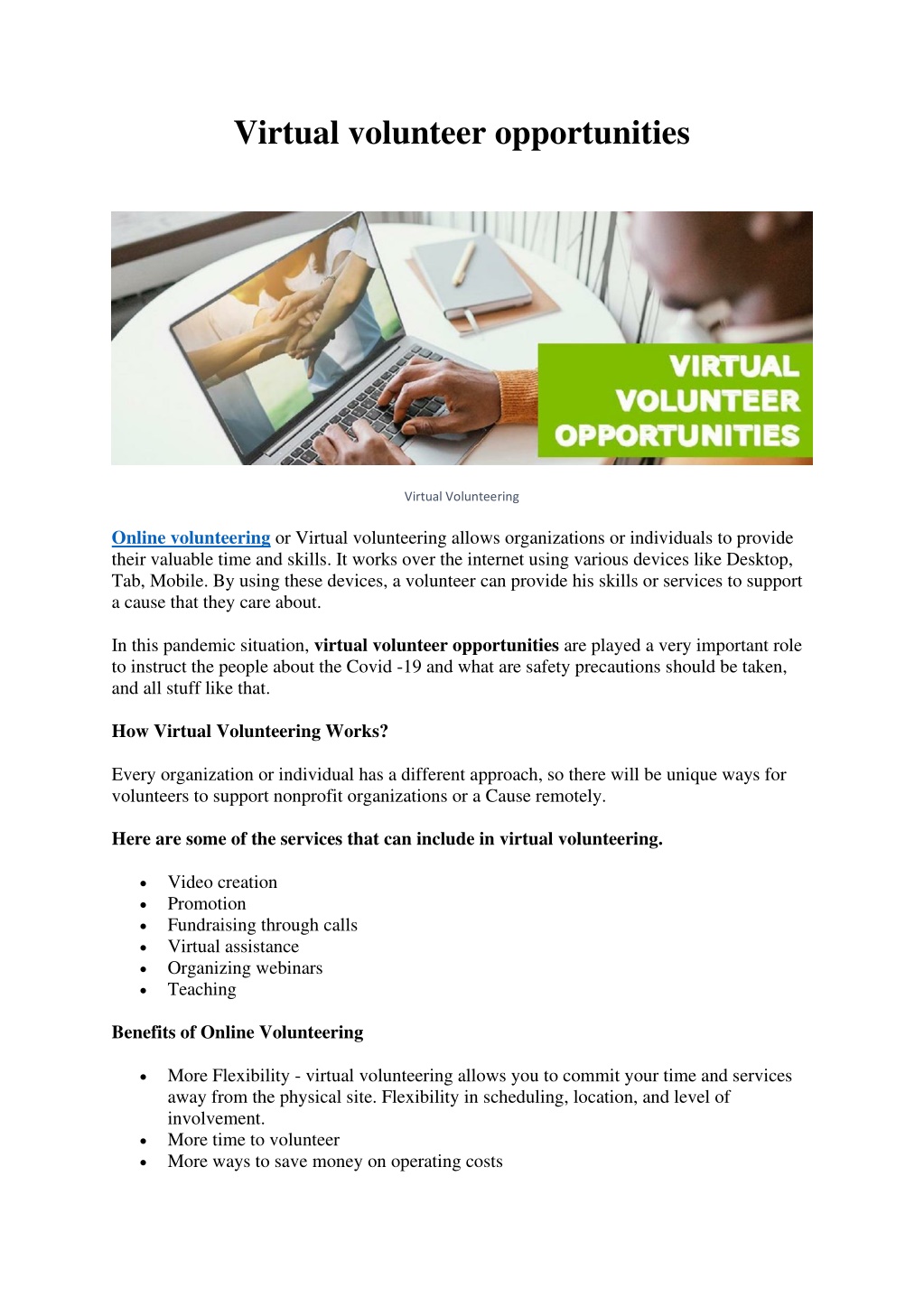 PPT - Virtual Volunteer Opportunities PowerPoint Presentation, free ...