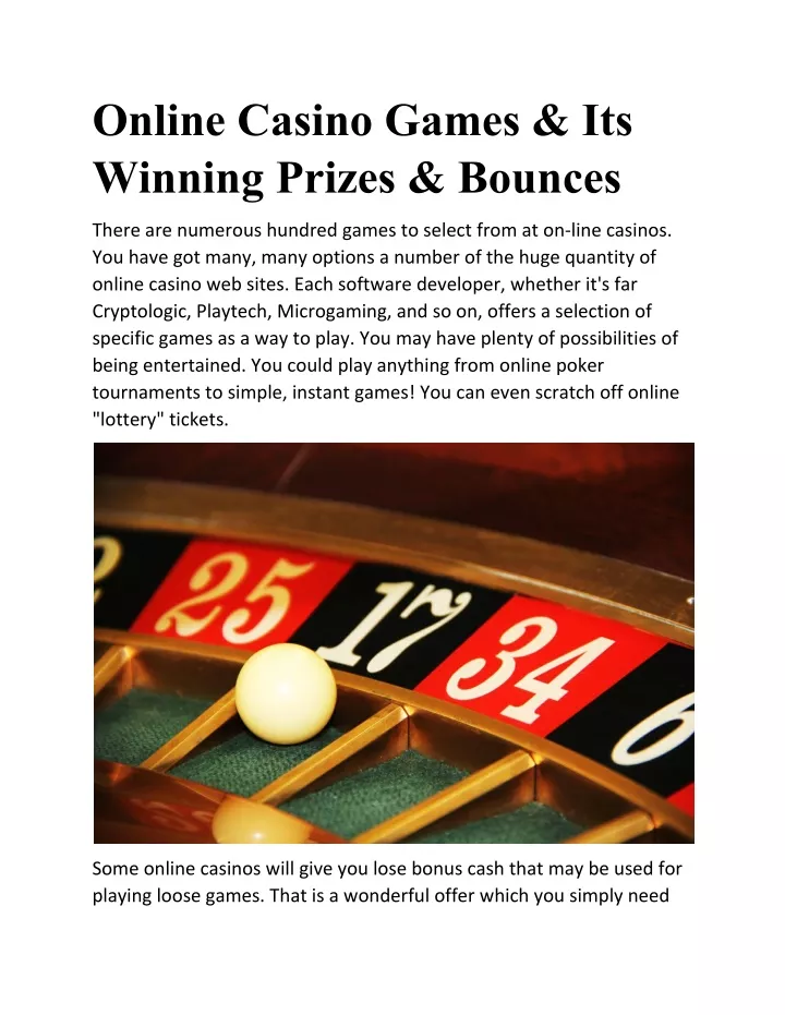 online casino games its winning prizes bounces n.