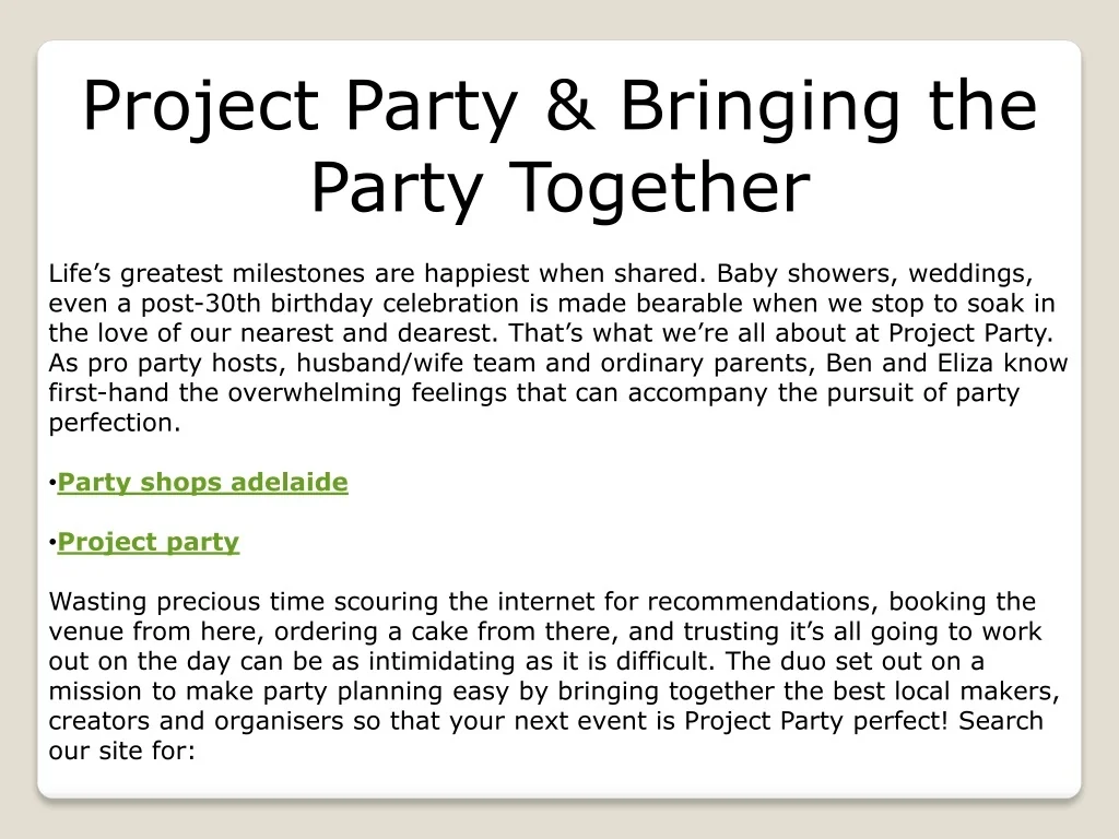 Team Project Party PPT - Party equipment hire sydney PowerPoint Presentation, free ...