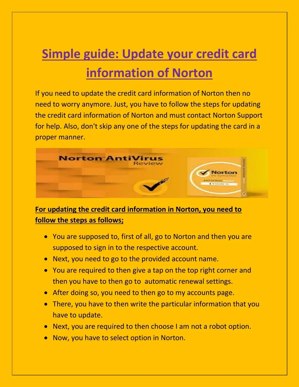 PPT - Simple guide: Update your credit card information of Norton ...