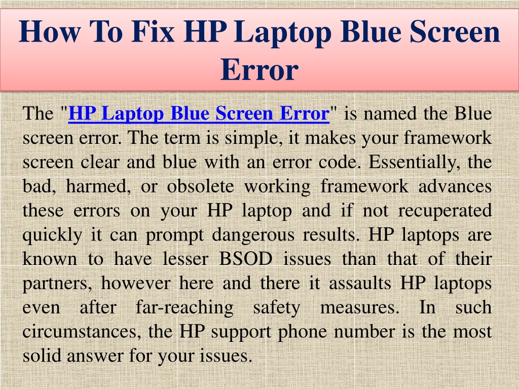 PPT - How To Fix HP Laptop Blue Screen Error PowerPoint Presentation ...