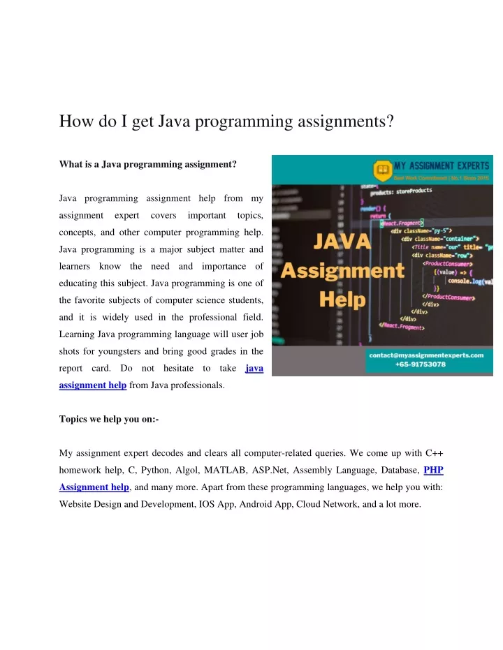 programming assignments java