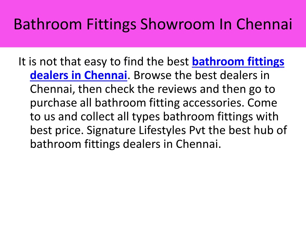 PPT Bathroom Fittings Showroom In Chennai PowerPoint Presentation, free download ID10470195