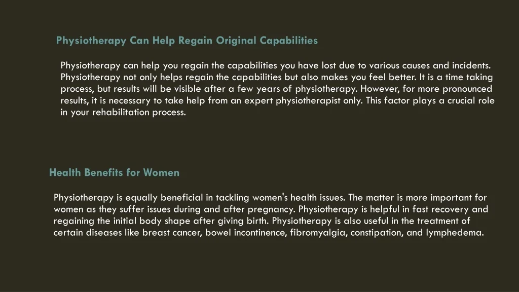 PPT - Benefits Of Physiotherapy Treatment PowerPoint Presentation, free ...