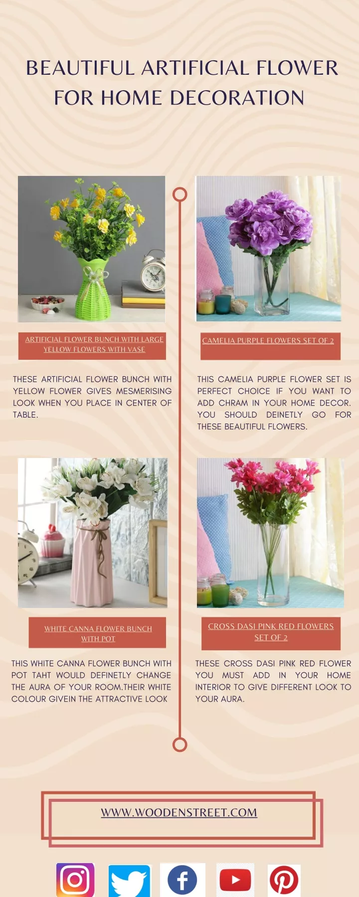 beautiful artificial flower for home decoration n.