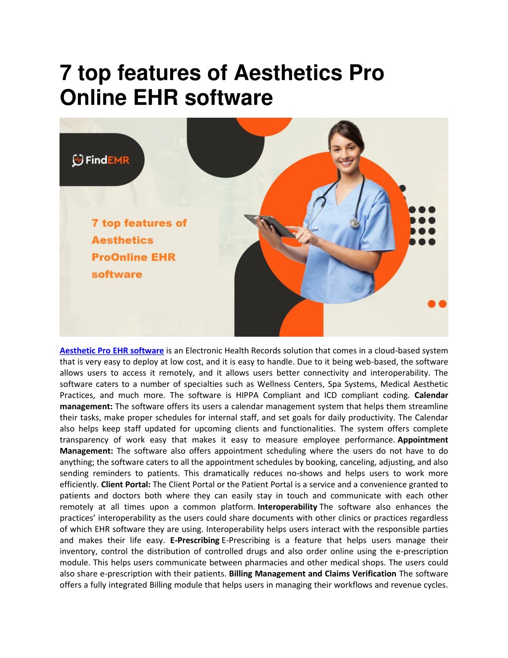 PPT - 7 top features of Aesthetics ProOnline EHR software PowerPoint ...