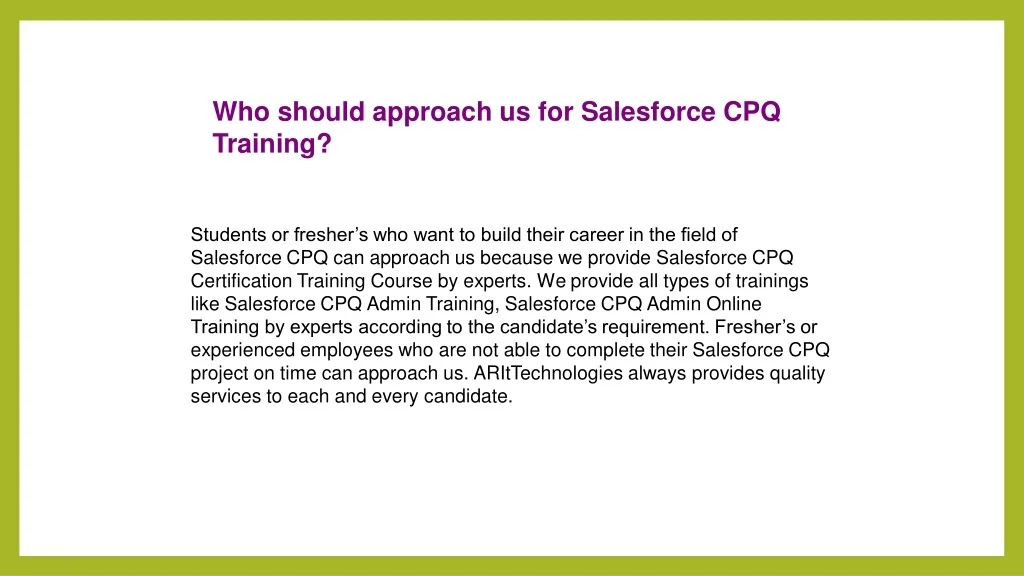 PPT - "Salesforce CPQ Training | Salesforce CPQ Online Training-ARIT ...