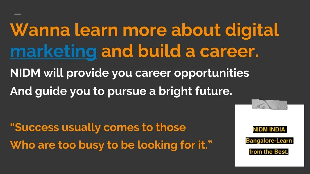 PPT - DIGITAL MARKETING COURSE IN BANGALORE PowerPoint Presentation ...
