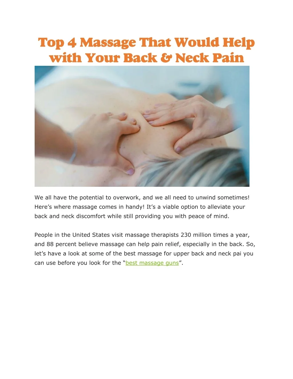 PPT Best massage for upper back and neck pain PowerPoint Presentation