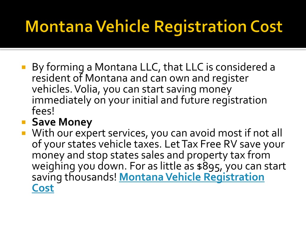 PPT Montana Vehicle Registration Cost PowerPoint Presentation, free