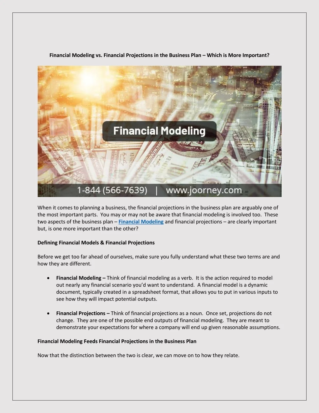 PPT Financial Modeling vs. Financial Projections in the Business Plan