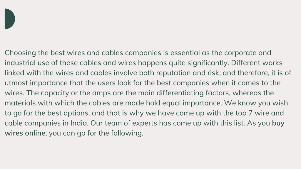 PPT Top 5 Wires And Cables Companies In India 2020 PowerPoint 