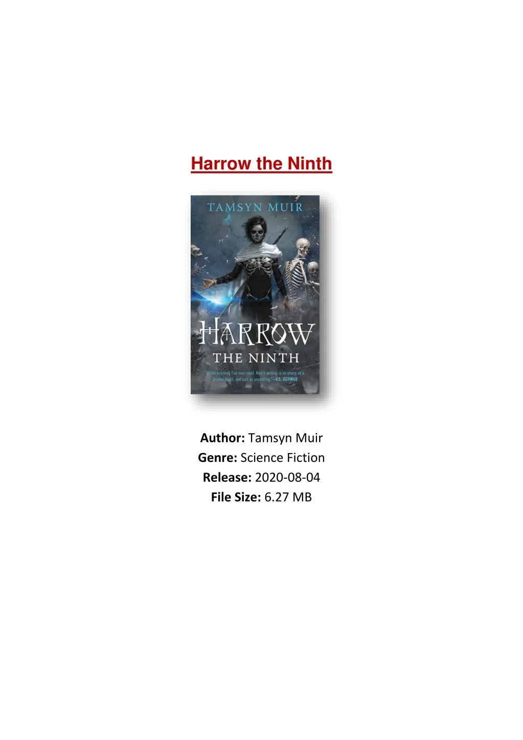 PPT [PDF] Free Download Harrow the Ninth By Tamsyn Muir