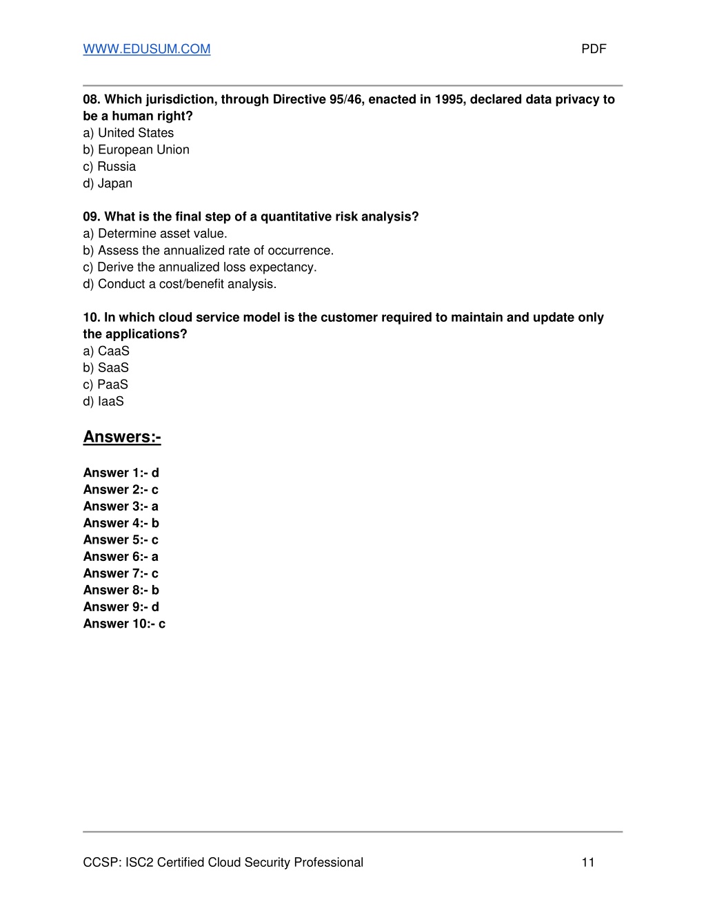 PPT - [2021] ISC2 CCSP Certification Exam Questions and Answers Sns-Brigh10