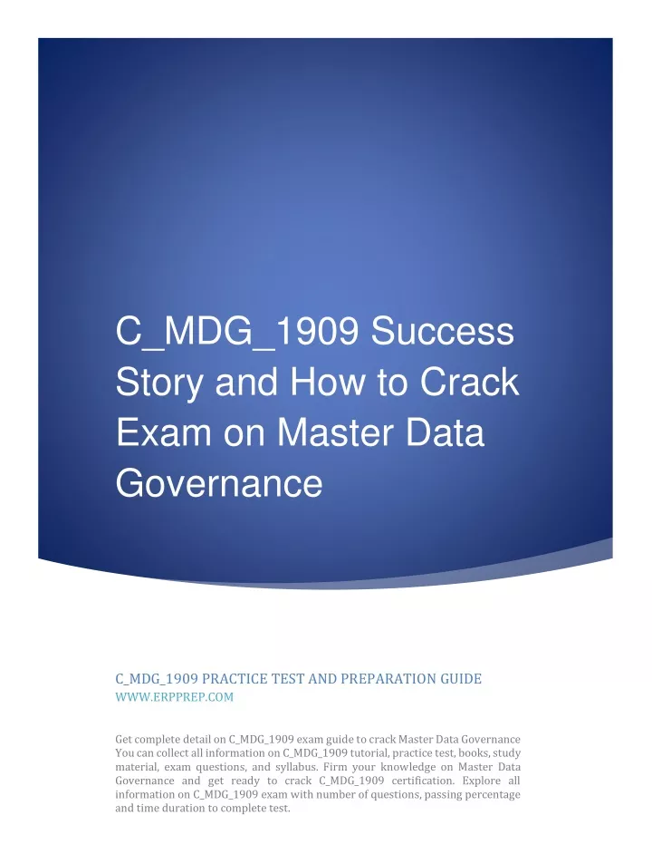 PPT - C_MDG_1909 Success Story and How to Crack Exam on Master Data Sns-Brigh10