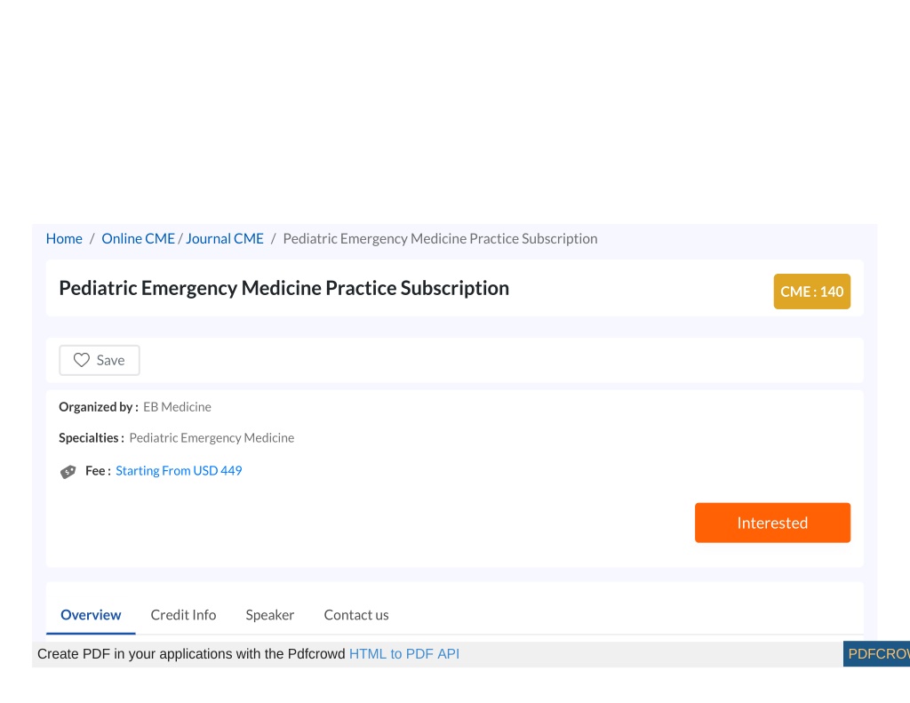 PPT Pediatric Emergency Medicine Practice Subscription, Journal CME