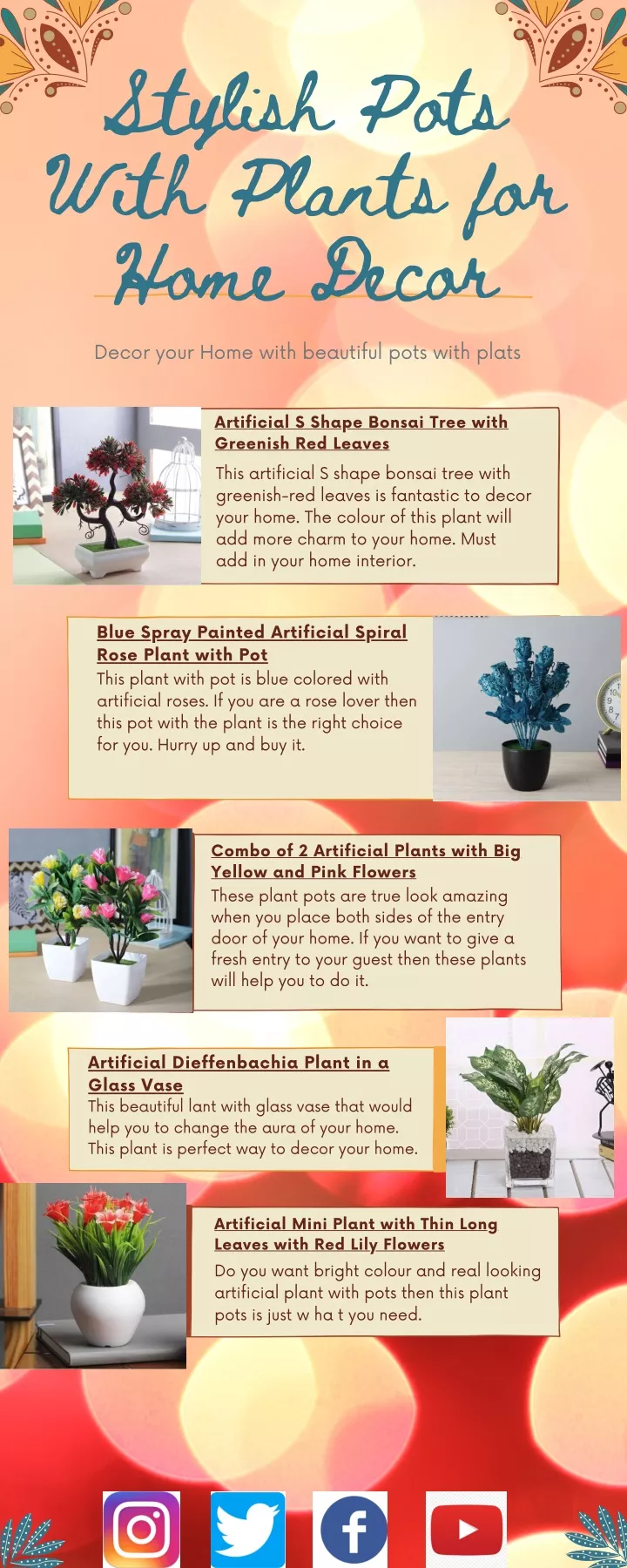 stylish pots with plants for home decor decor n.