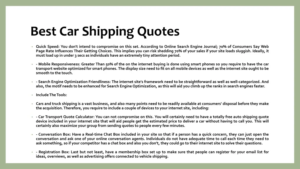 PPT Best Car Shipping Quotes PowerPoint Presentation, free download